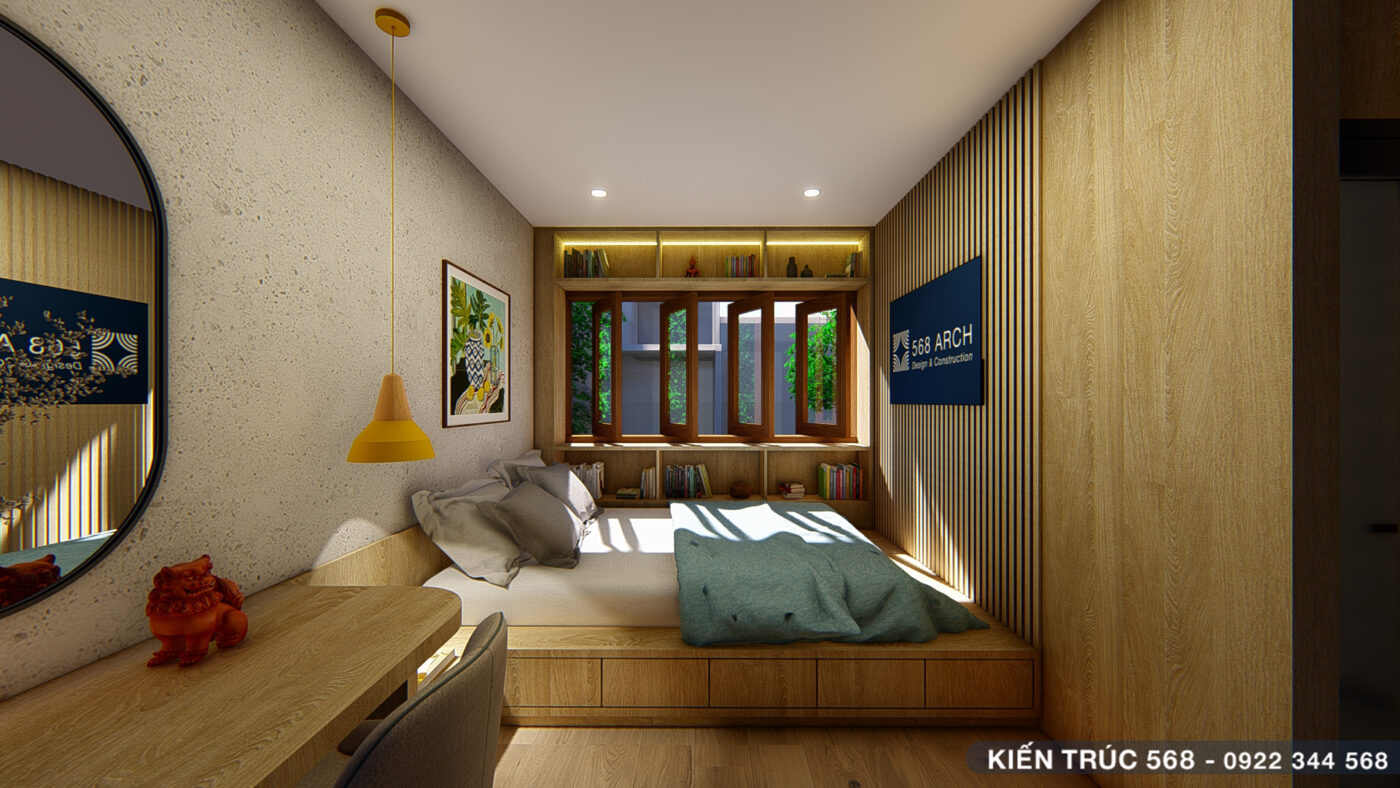 thiết kế nhà diện tích nhỏ 4x6 m - phòng ngủ master hiện đại